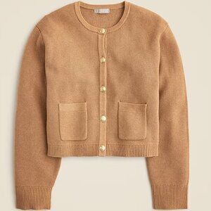 J. Crew New Relaxed Emilie Camel Button-Up Lady Sweater